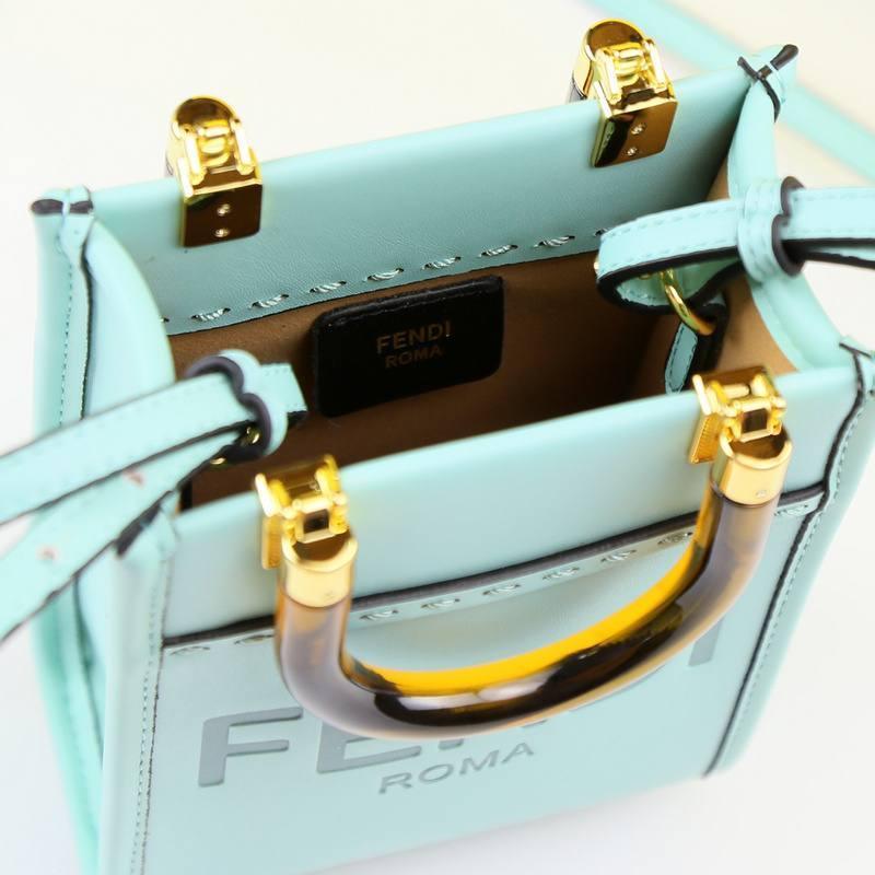 Fendi  Vitello King Plexiglass Logo Embossed Mini Fendi Sunshine Shopper Tote Banlieue91
