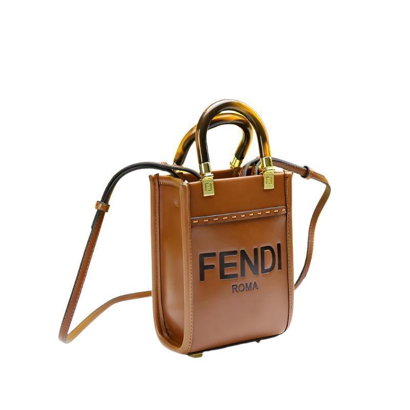 Fendi  Vitello King Plexiglass Logo Embossed Mini Fendi Sunshine Shopper Tote