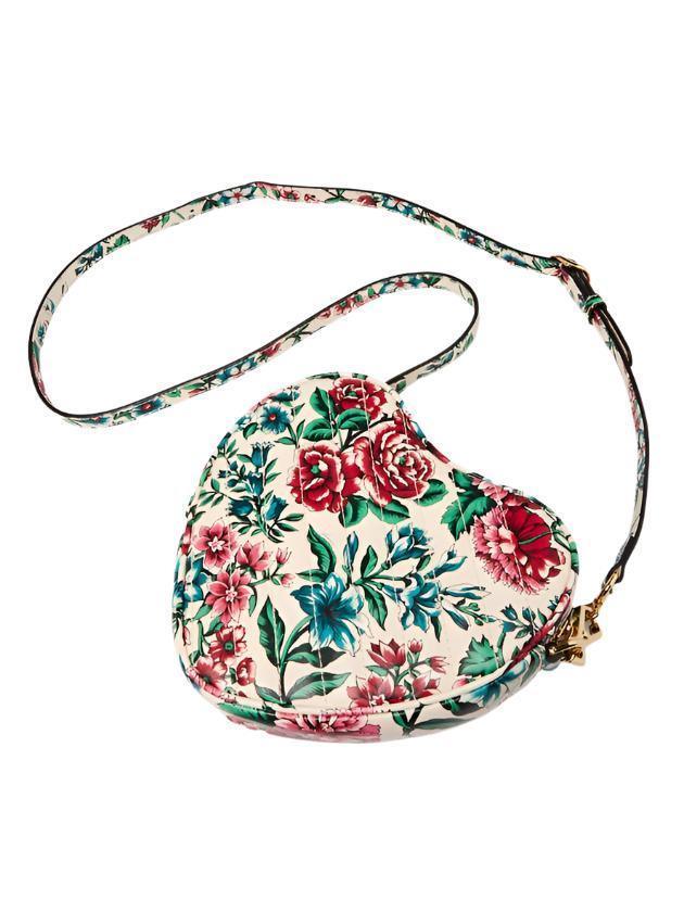 Gucci Brit Roses Print Quilted Leather Interlocking G Mini Heart Crossbody Bag Banlieue91