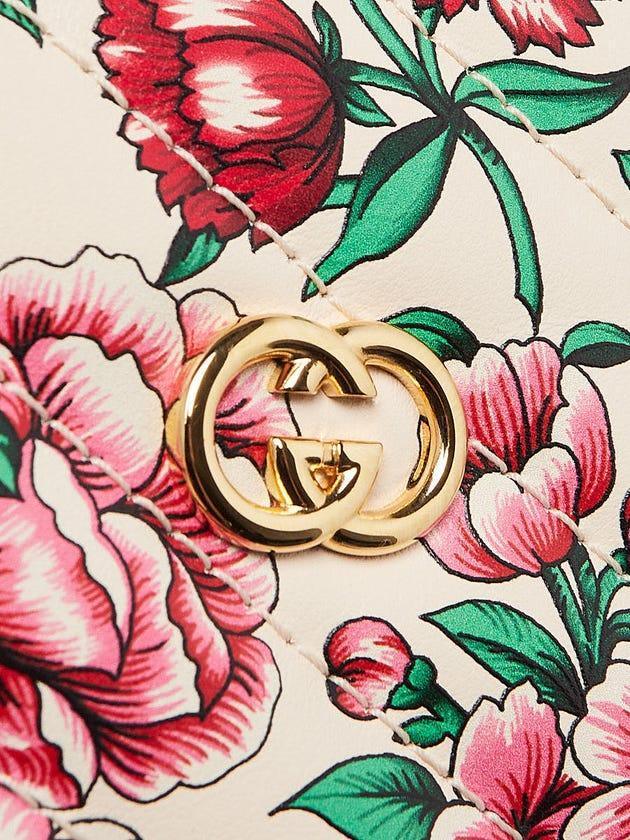 Gucci Brit Roses Print Quilted Leather Interlocking G Mini Heart Crossbody Bag Banlieue91