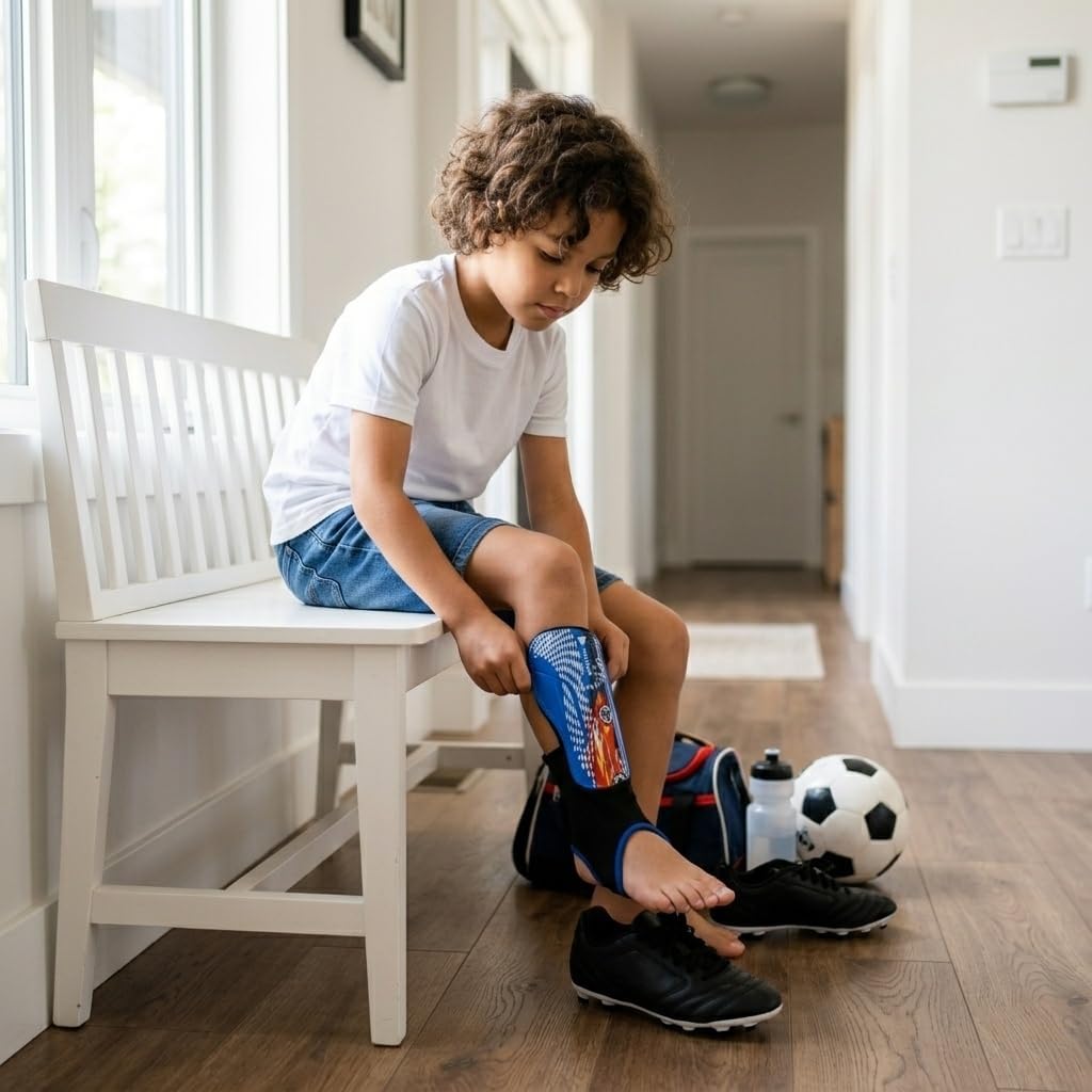 Vizari Racer Soccer Shin Guard with Ankle Protection – Blue/Red Vizari Sports