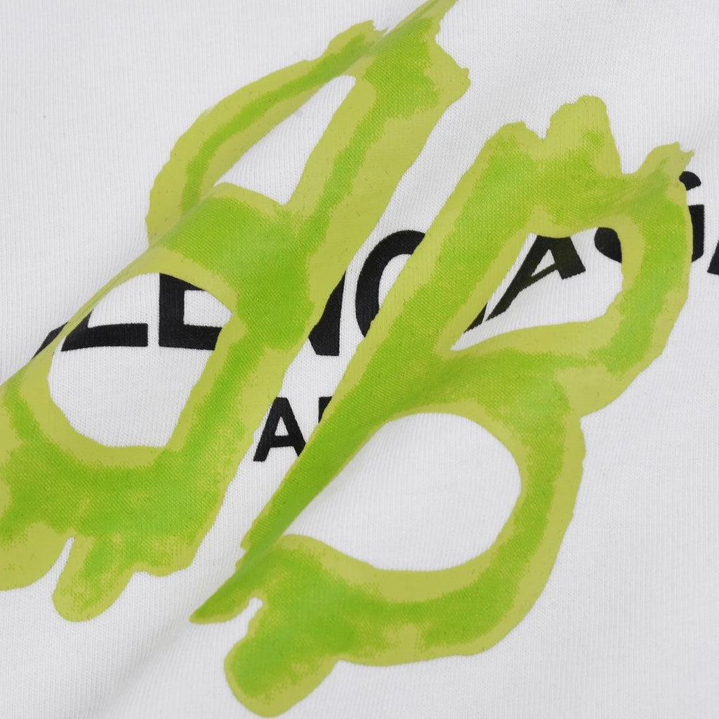 Balenciaga White & Green T-Shirt Without Collar Banlieue91