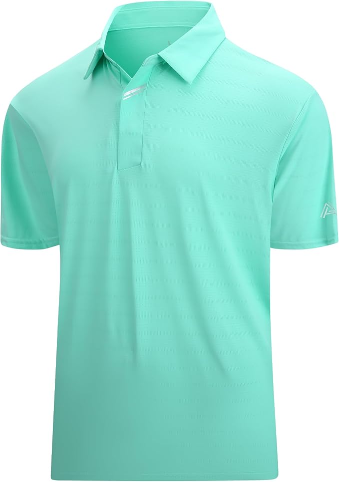 Esabel.C Jacquard Golf Shirts for Men Moisture Wicking Short Sleeve Performance Dry Fit Active Mens Polo Shirts IronWave Fitness