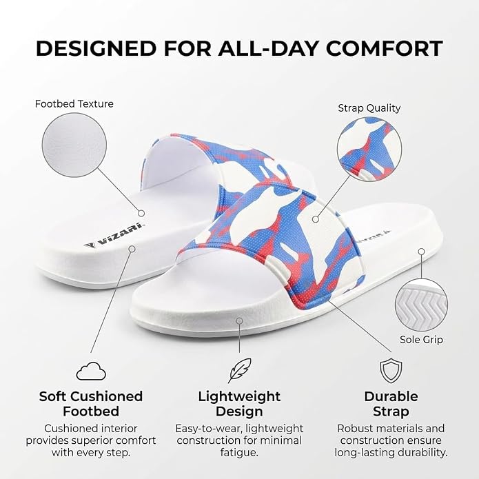 Vizari Youth Camo Soccer Slide Sandals – White Vizari Sports