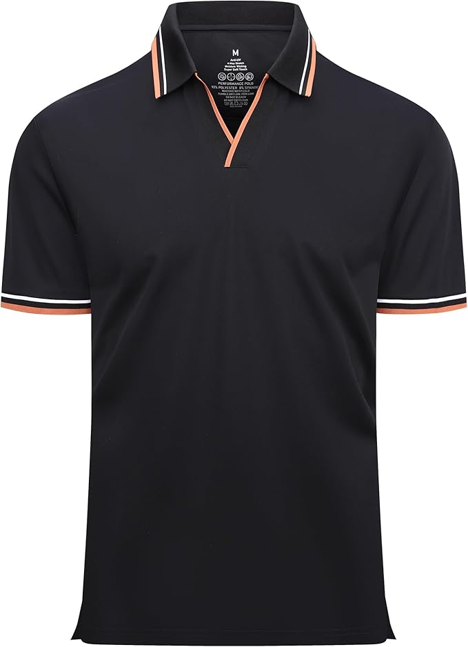 Esabel.C Jacquard Golf Shirts for Men Moisture Wicking Short Sleeve Performance Dry Fit Active Mens Polo Shirts IronWave Fitness