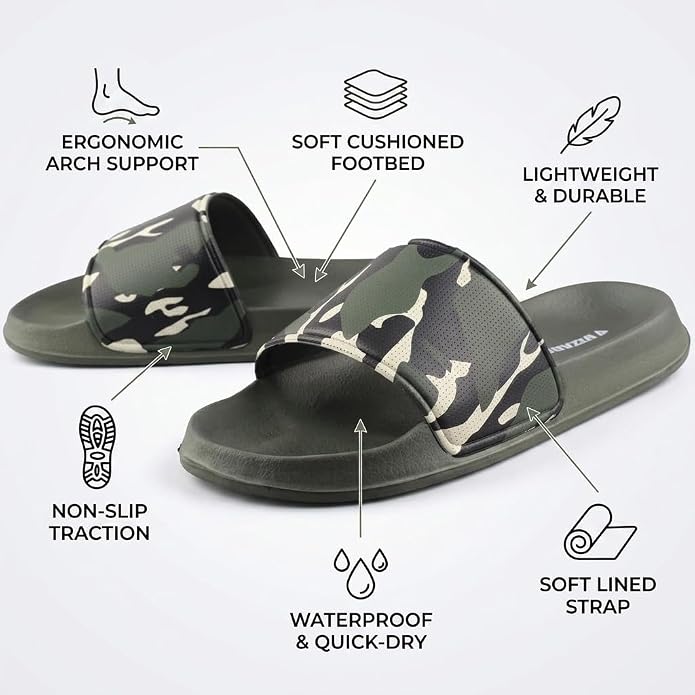 Vizari Youth Camo Soccer Slide Sandals – Green Khaki Vizari Sports