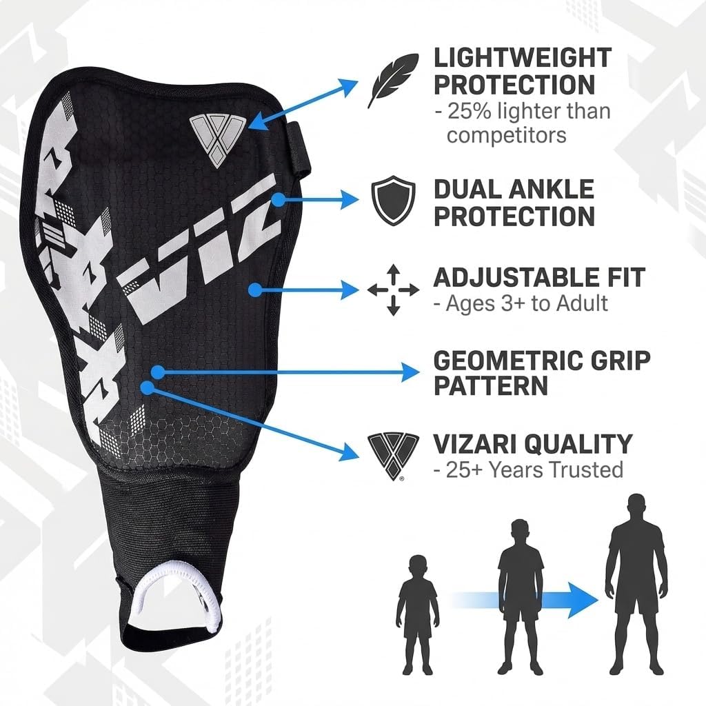 Vizari Napoli Soccer Shin Guards – Black/Silver Vizari Sports