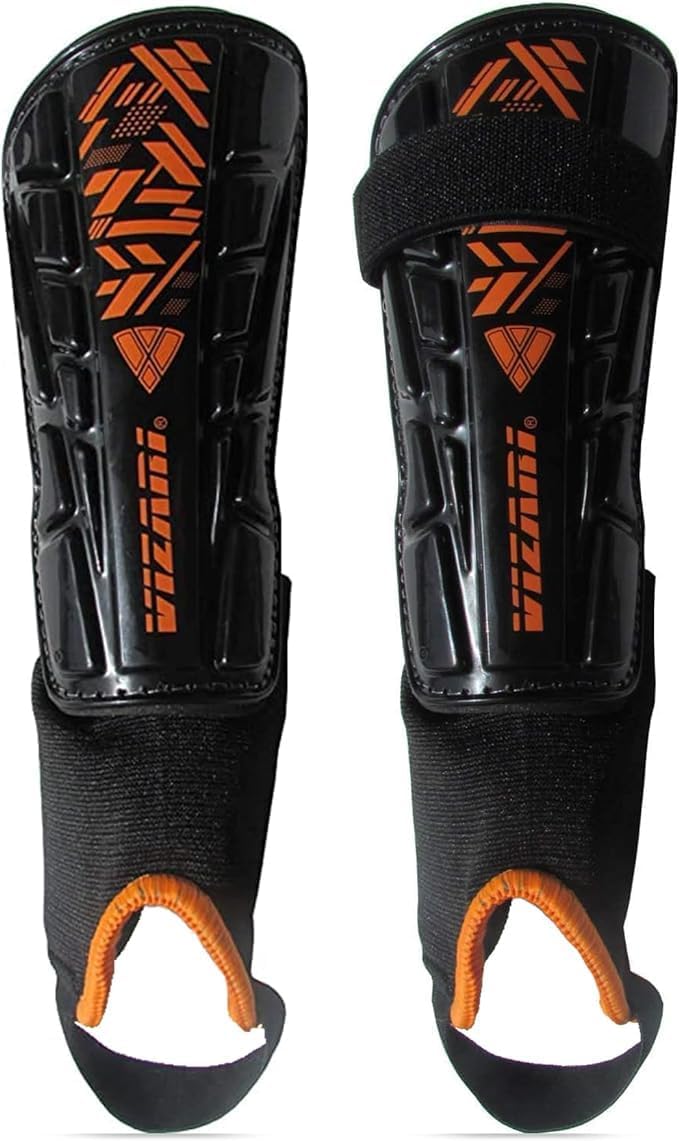 Vizari Malaga Soccer Shin Guards – Lightweight Ankle Protection, Black/Neon Orange Vizari Sports