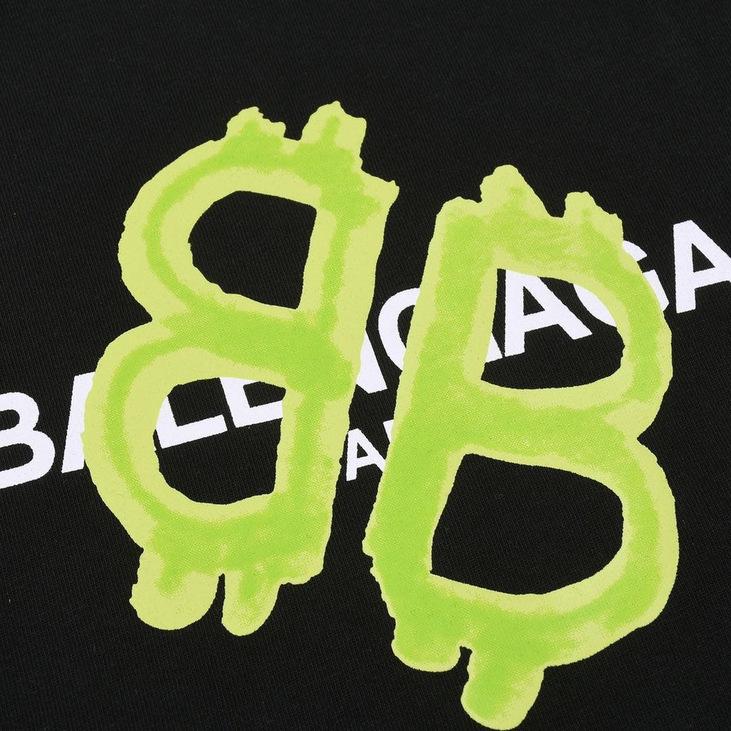 Balenciaga Black & Green T-Shirt Without Collar Banlieue91