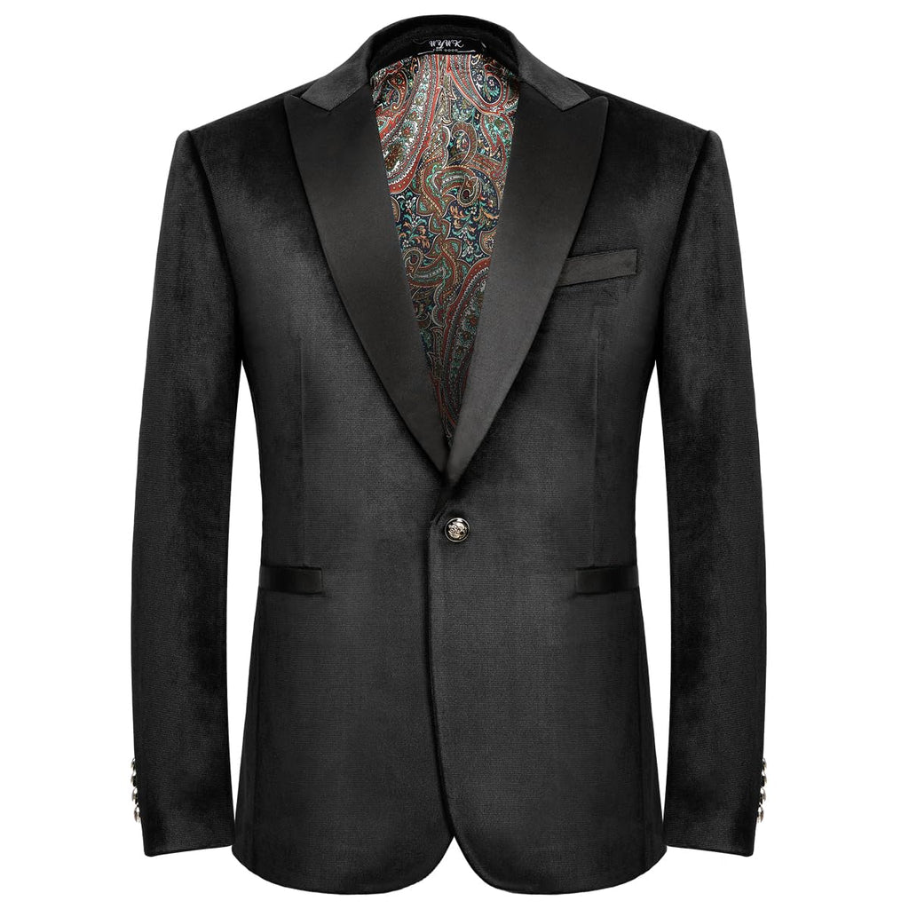 WYWK Men's Velvet Blazer One Button Casual Tuxedo WYWK