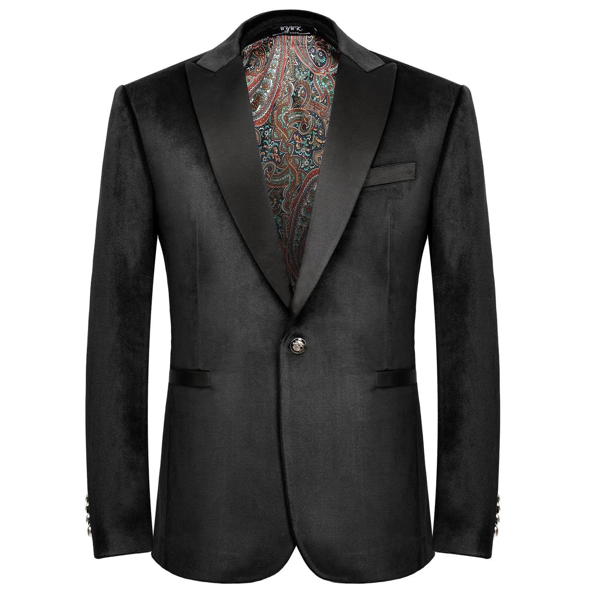 WYWK Men's Velvet Blazer One Button Casual Tuxedo WYWK
