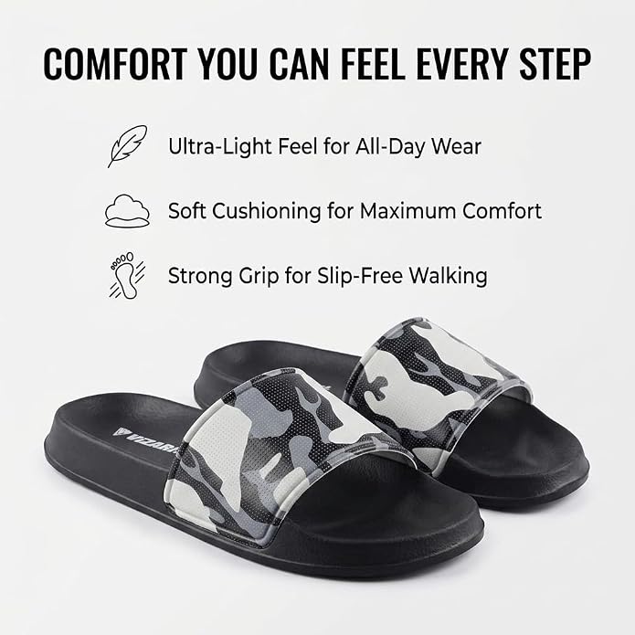 Vizari Adult Camo Soccer Slide Sandals - Black Vizari Sports