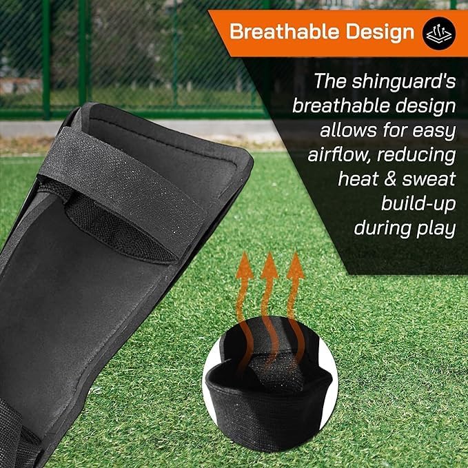 Vizari Malaga Soccer Shin Guards – Lightweight Ankle Protection, Black/Neon Orange Vizari Sports