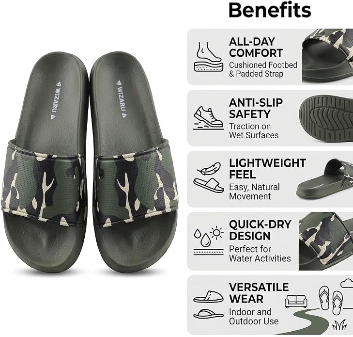 Vizari Youth Camo Soccer Slide Sandals – Green Khaki Vizari Sports