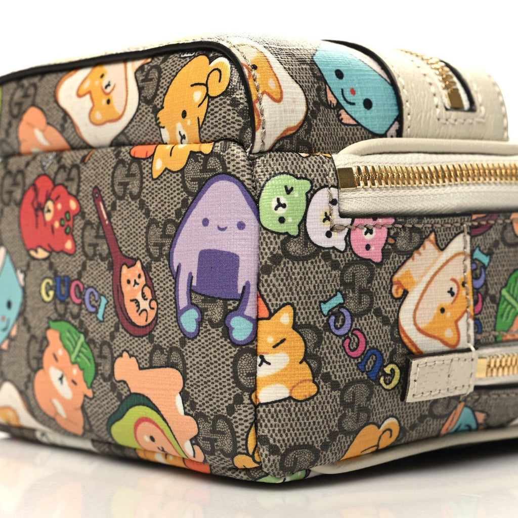 Gucci X PIKARAR GG Supreme Monogram Textured Dollar Calfskin Animal Print Retro Interlocking G Multi-Function Bag Beige Ebony Multicolor Mystic White Banlieue91
