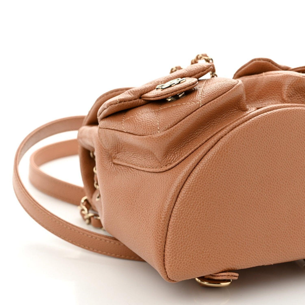 Chanel Shiny Caviar Quilted Small Duma Pockets Drawstring Backpack
