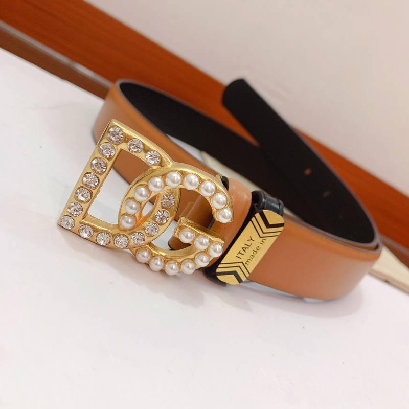 Dolce Gabbana Calfskin belt with bejeweled DG logo 'Brown' Banlieue91