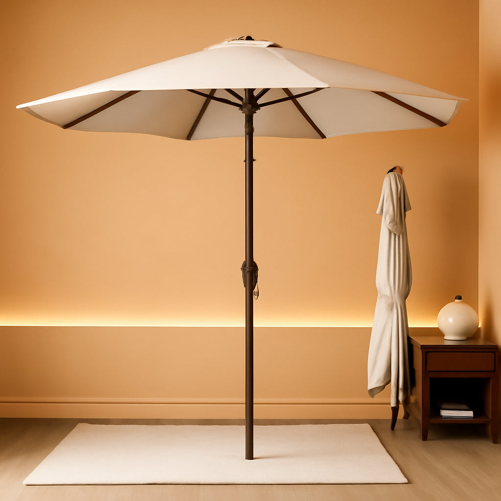 11Ft Creamy White Patio Umbrella Outdoor Tilt All Weather