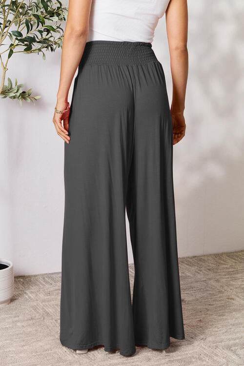 Basic Bae Full Size Smocked Wide Waistband Wide Leg Women Pants