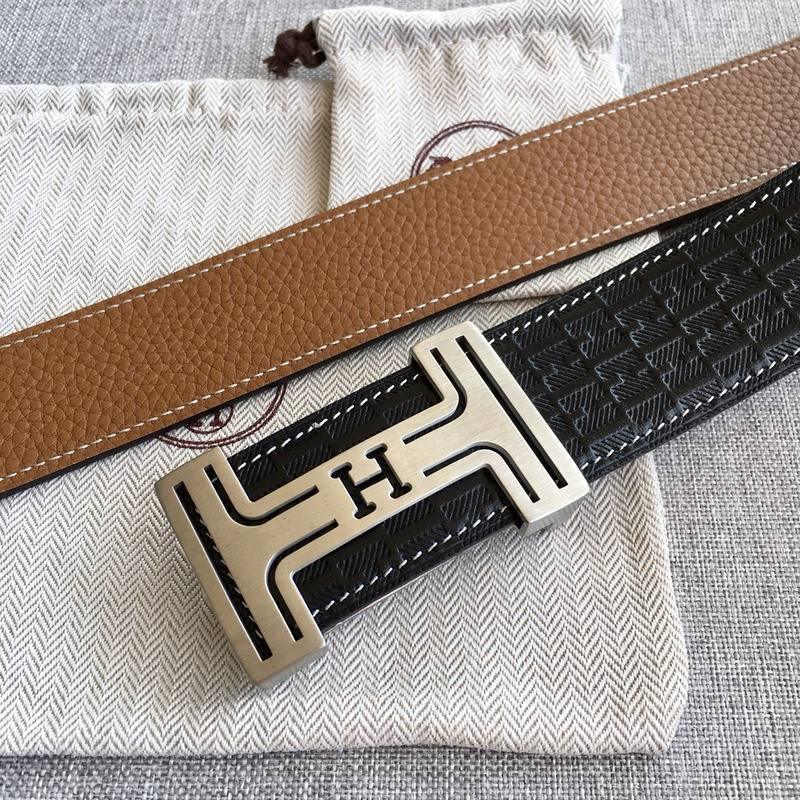Hermes Men Silver Buckle Belt 'Black' Banlieue91