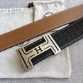 Hermes Men Silver Buckle Belt 'Black' Banlieue91