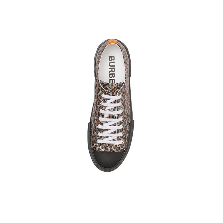Burberry Monogram Pattern Low Top Black Orange Canvas Banlieue91