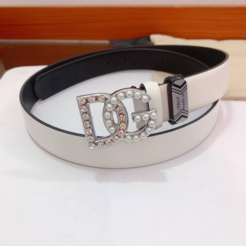 Dolce Gabbana Calfskin belt with bejeweled DG logo 'White' Banlieue91