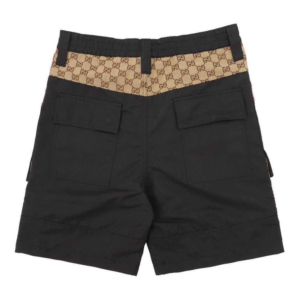 Gucci Dark Grey Bermuda Shorts with GG Canvas Inserts in Cotton Banlieue91