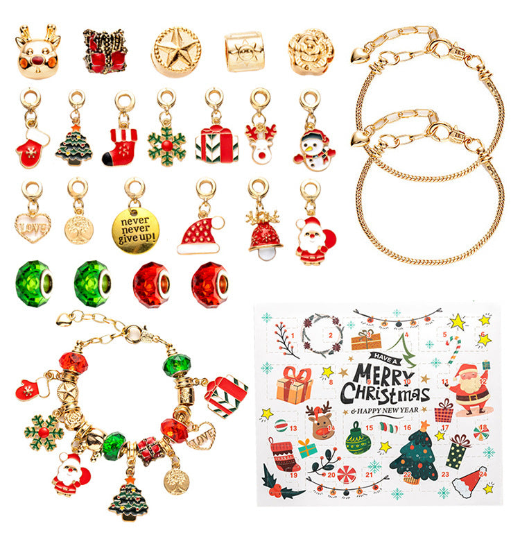 DIY creative children's bracelet jewelry 24-grid calendar Christmas holiday surprise blind box silver set V.I.P Digital Presence