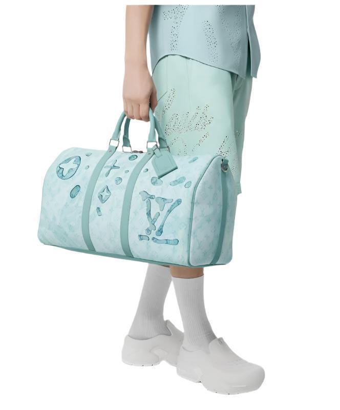 Louis Vuitton White & Blue Aquagarden Monogram Keepall 50 Banlieue91