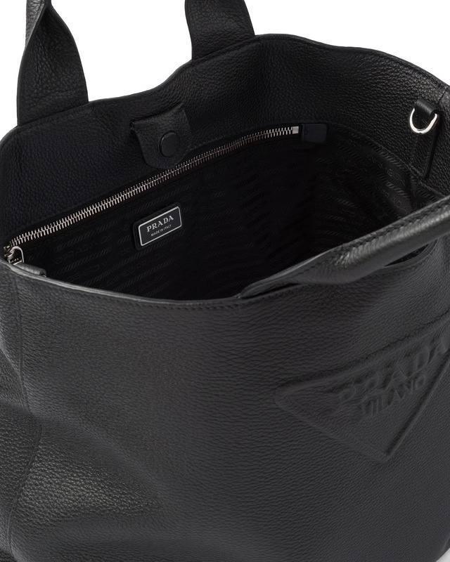 Prada logo-embossed leather tote bag