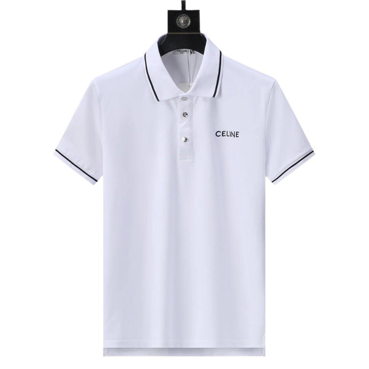 Celine White T-Shirt With Collar Banlieue91