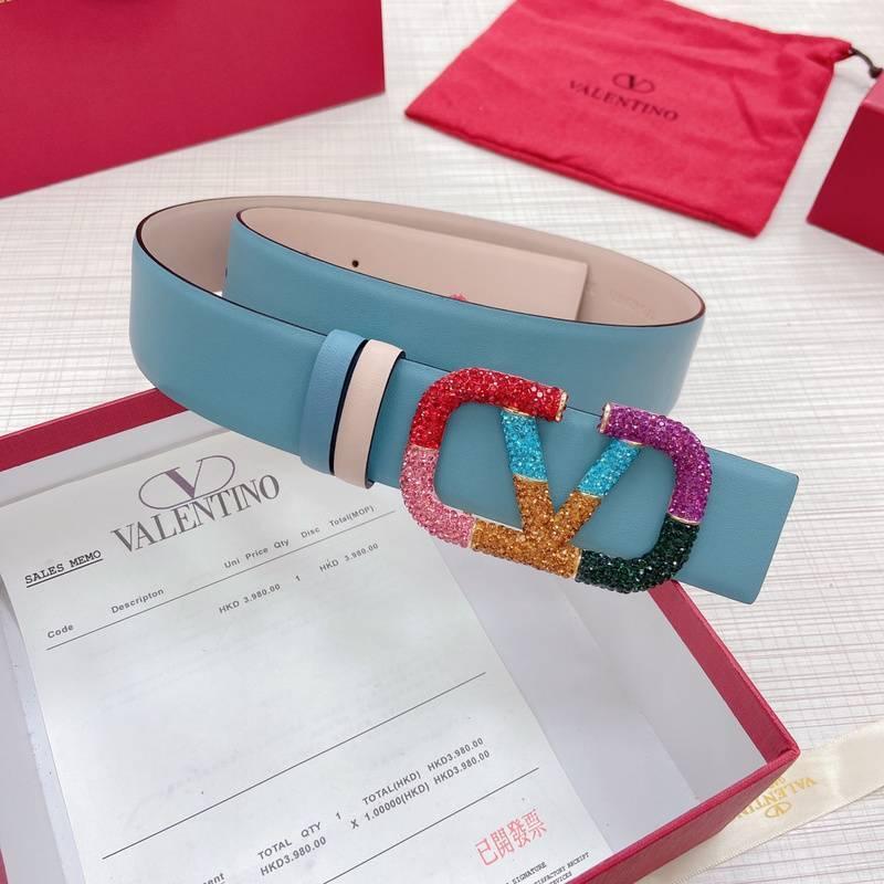 VALENTINO GARAVANI V logo Rainbow Reversible Leather Belt 'Beige/Sky Blue' Banlieue91