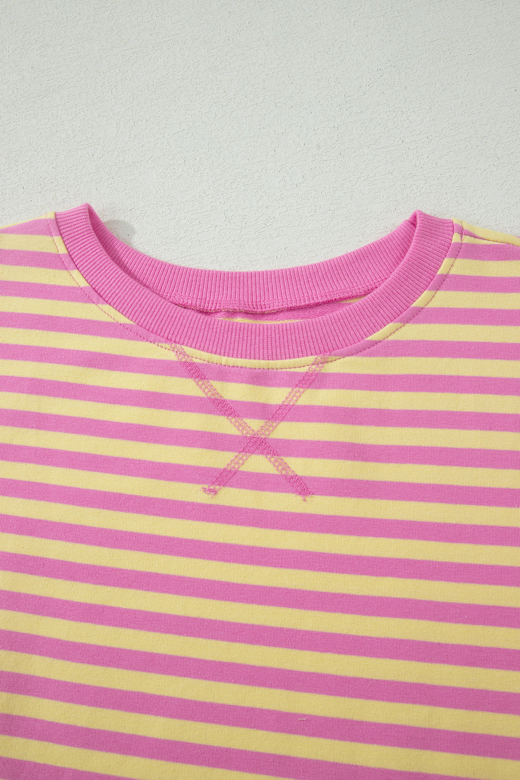 Pink Stripe Relaxed Short Sleeve Top Elastic Waist Drawstring Skort 2pcs Set