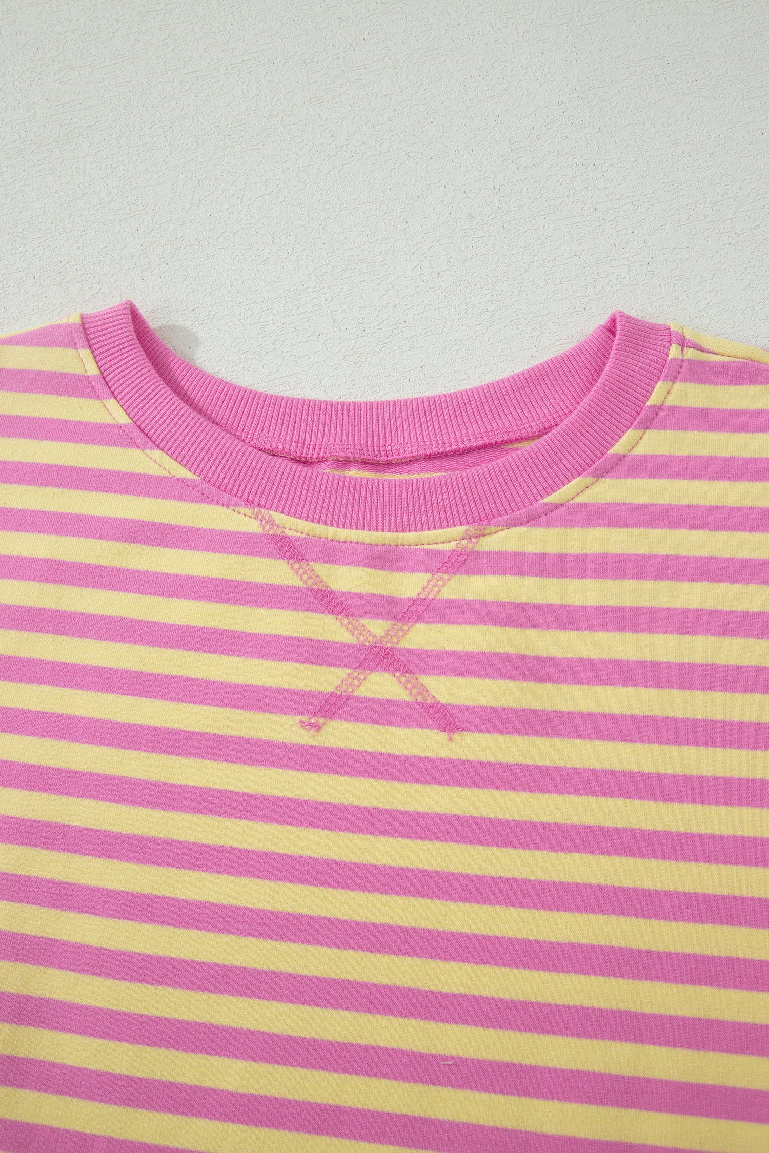 Pink Stripe Relaxed Short Sleeve Top Elastic Waist Drawstring Skort 2pcs Set