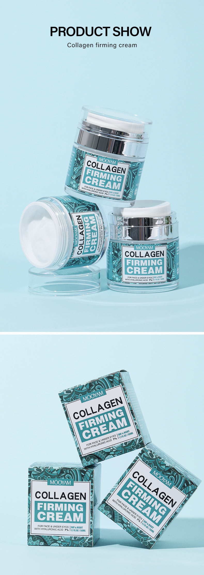 Anti-Wrinkle Face Cream Containing Hyaluronic Acid Hydrating High Moisturizing Fade French
