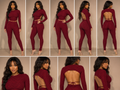 Honeycomb Open Back Leggings Set – Textured 2 Piece Outfit Rose In Concrete 🥀
