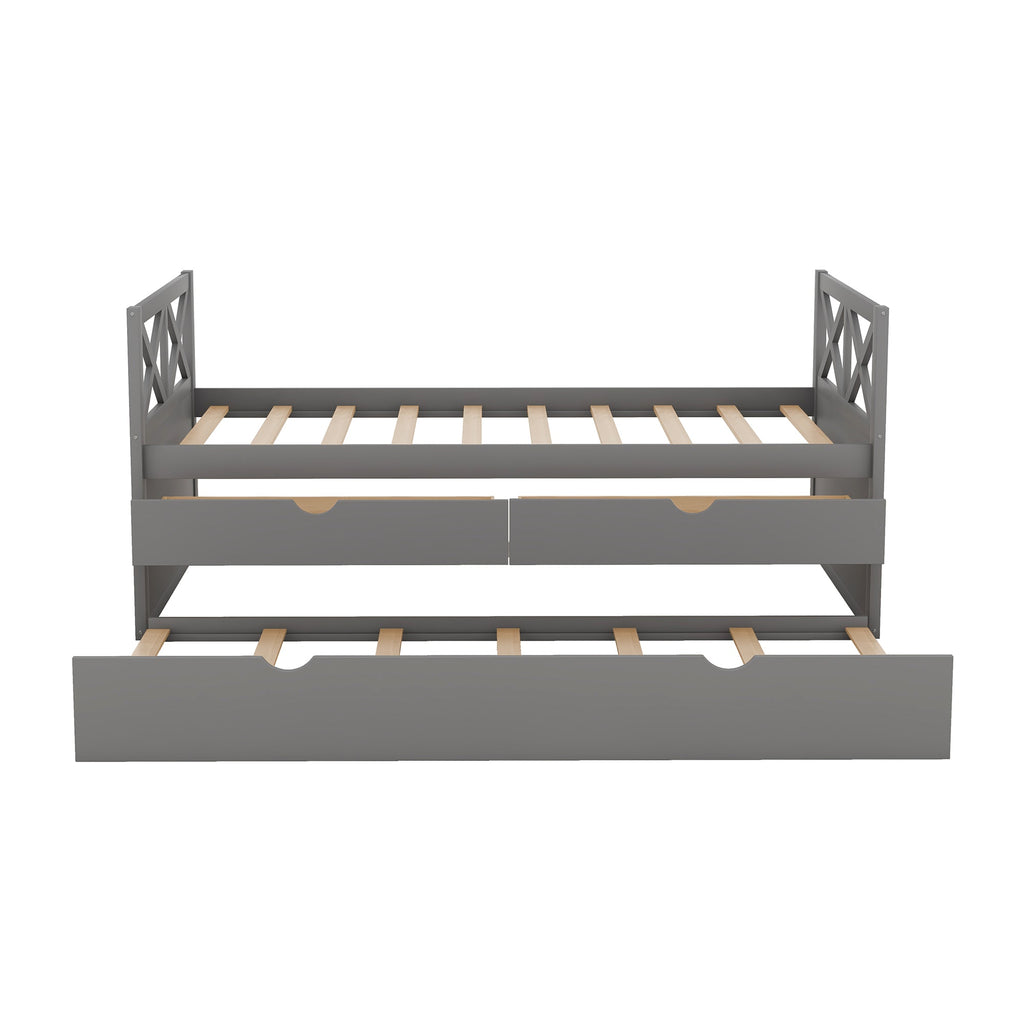 Multi-Functional Daybed with Drawers and Trundle, Gray
