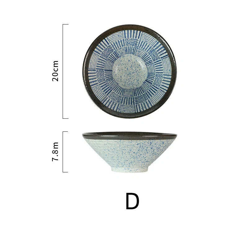 Lamian Noodles Bowl Sea Ripple Bamboo Hat Bowl Creative Large Soup Bowl Beef Noodle Bowl Home Vintage Bowl V.I.P Digital Presence