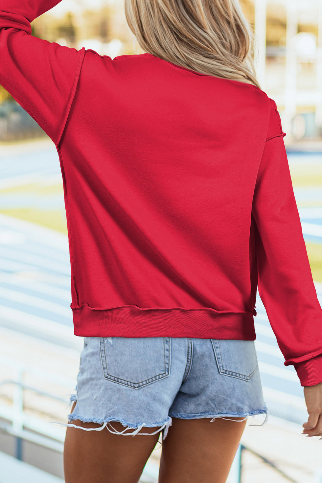 Racing Red Game Day Slogan Double Side Printed Reversible Baggy Sweatshirt