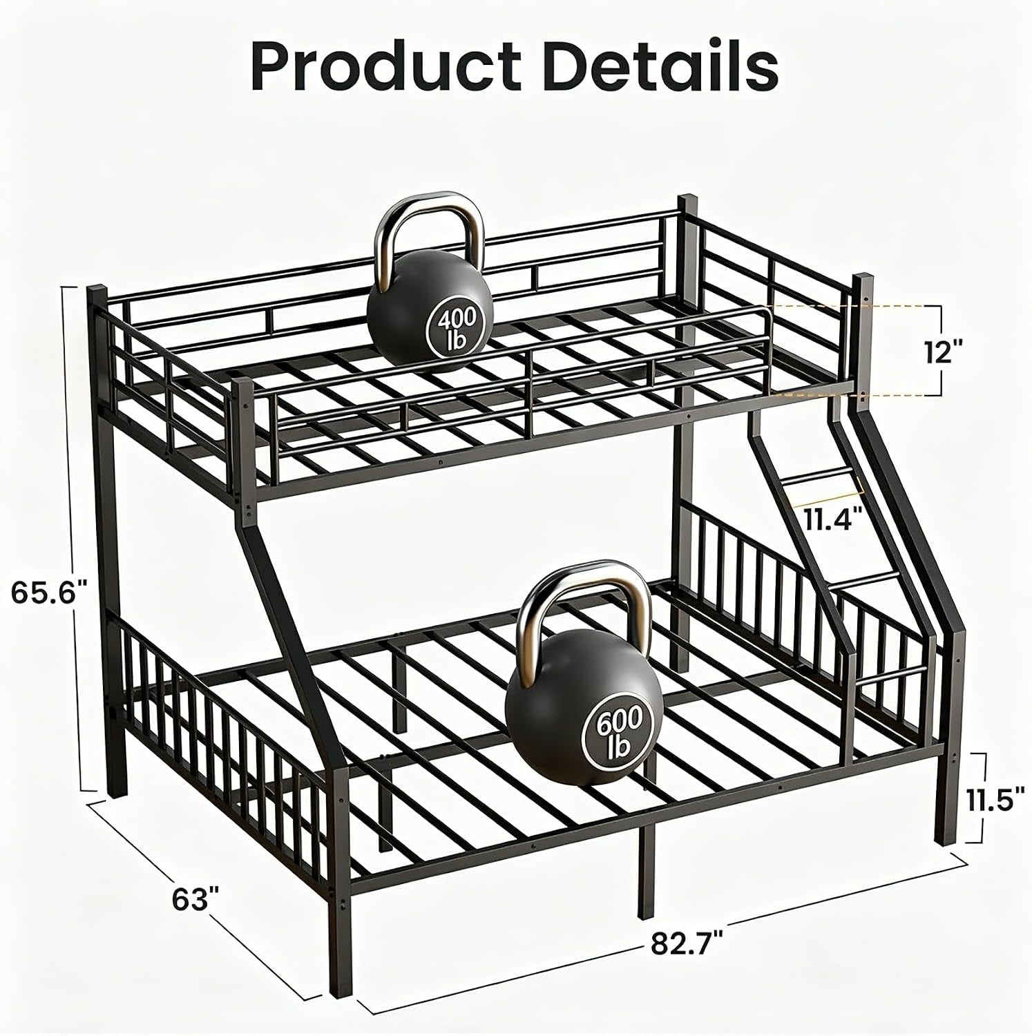 Twin XL Over Queen IndustrialGrade Bunk BedStructure