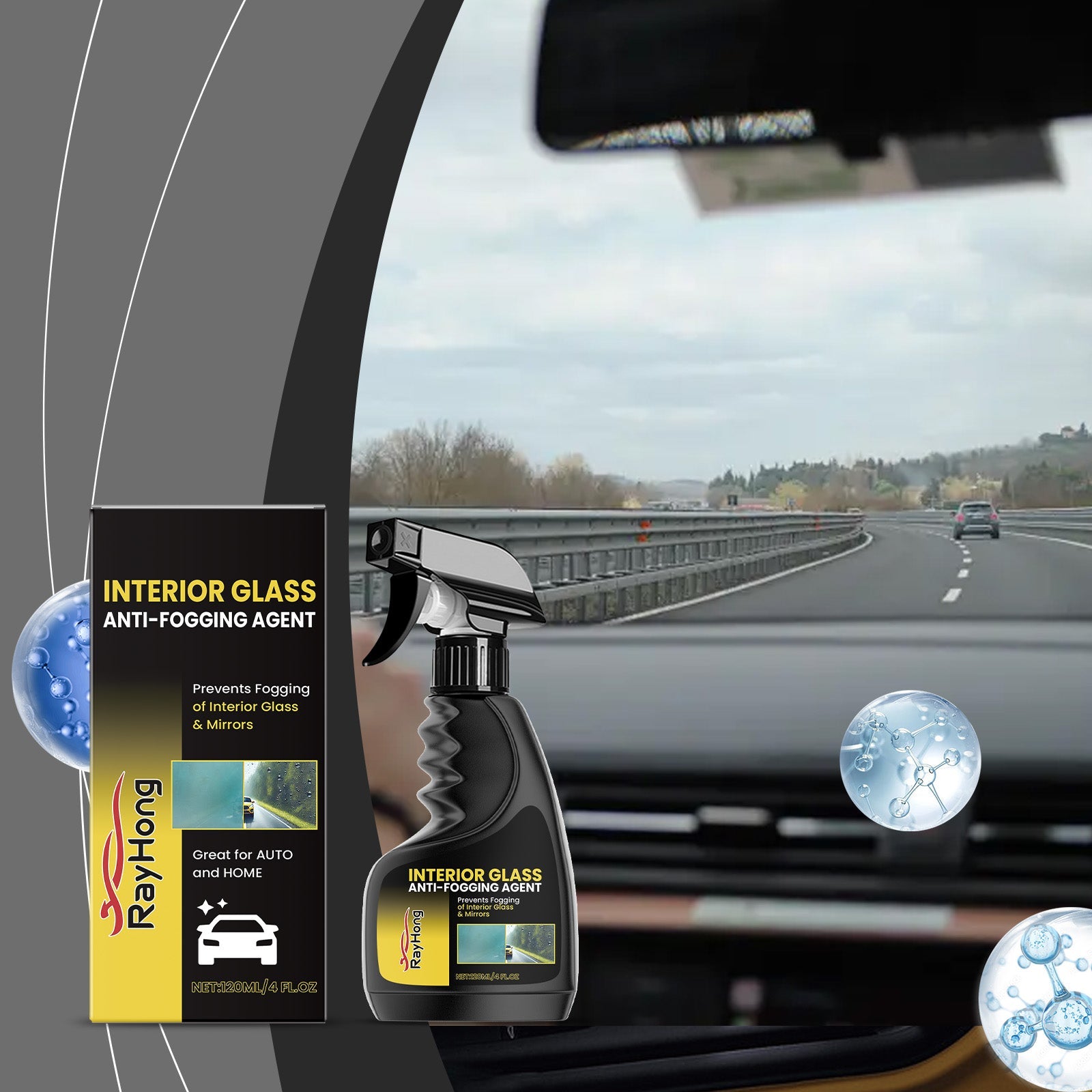 Anti-Fogging For Car Glass Anti-Fogging For Car Glass Front Windshield Cleaning And Brightening Spray