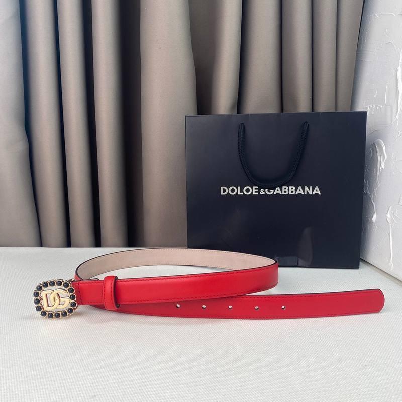 Dolce Gabbana Women Calfskin belt with bejeweled DG logo 'Red' Banlieue91