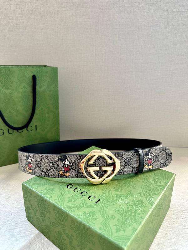 GUCCI x Mickey Mouse Embellished coated-canvas and leather belt 'Grey' Banlieue91