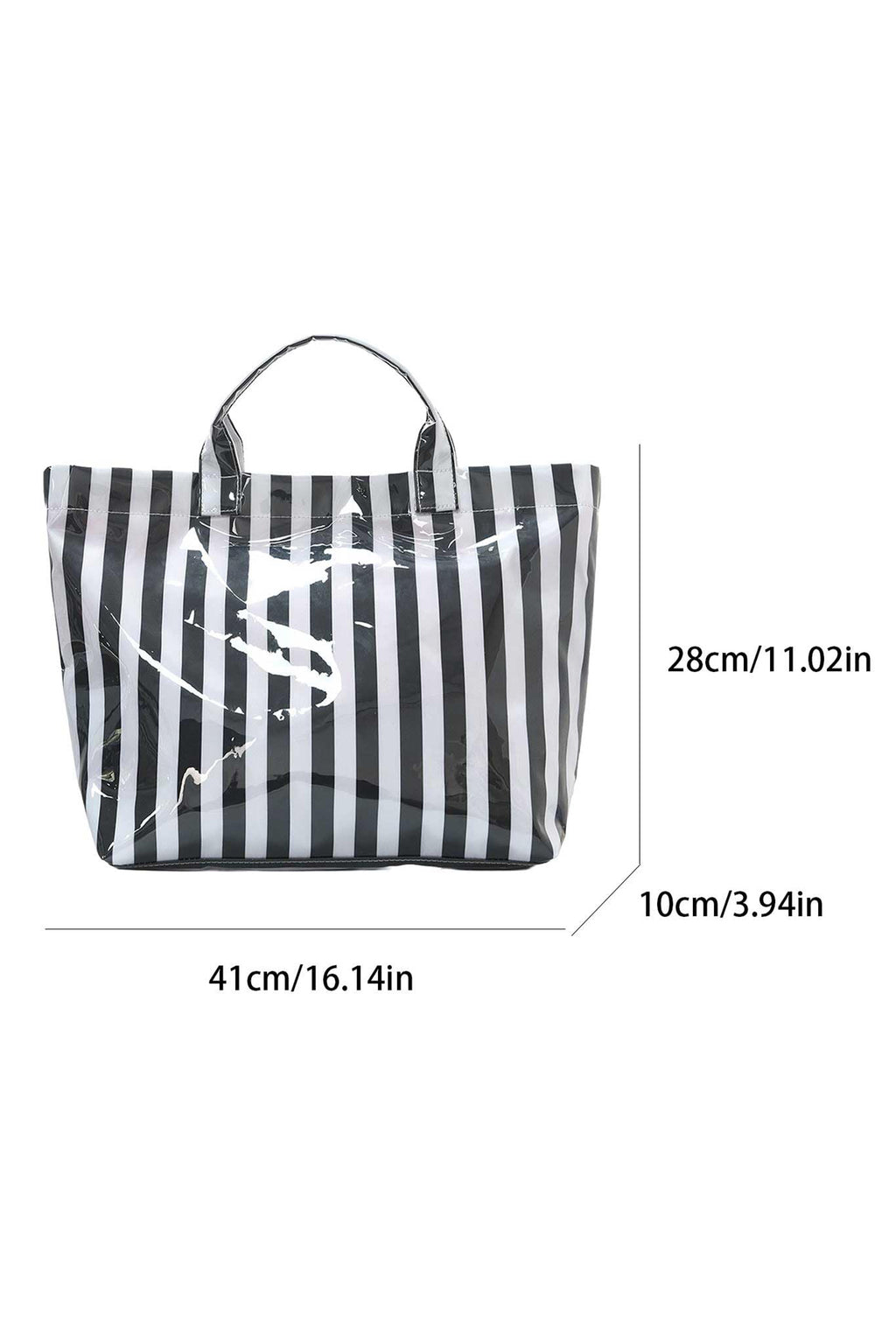 Red Glossy Striped Vinyl Large Tote Bag (Color Varied)