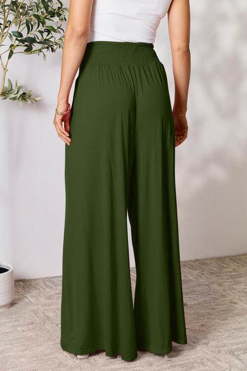 Basic Bae Full Size Smocked Wide Waistband Wide Leg Women Pants