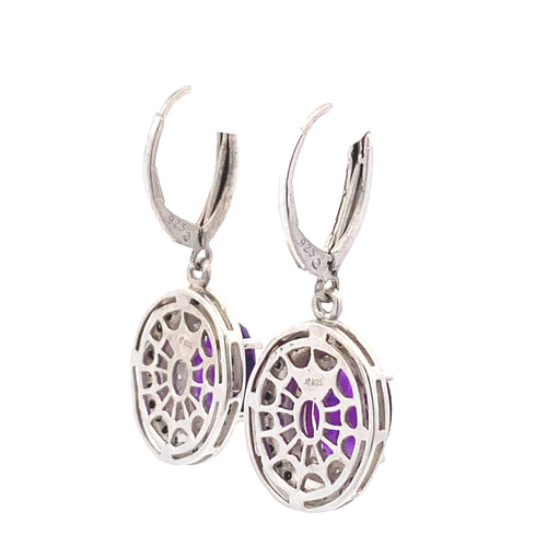 .38ct Amethyst Diamond Dangle Earrings Sterling Silver Bids.com