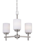 18"W 3-Light LED Chandelier Light Fixture Brushed Nickel Finish with Frosted Opal Glass Shades LampsUSA