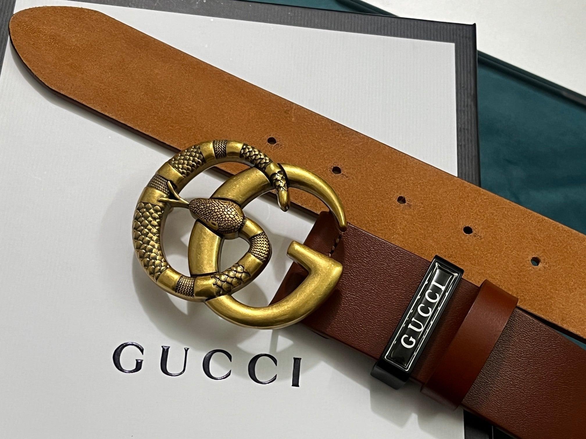 GUCCI Embellished coated-canvas and leather belt 'Brown' Banlieue91