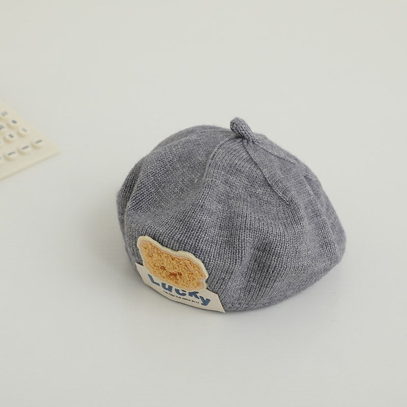 Children Spring and Autumn Beret Baby Cute Bear Hat Korean Version Male and Female Baby Corduroy Painter Hat V.I.P Digital Presence